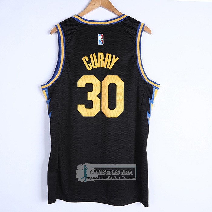 Camiseta Golden State Warriors Stephen Curry NO 30 Ciudad 2021-22 Negro